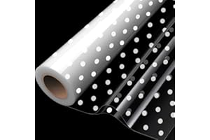 LZRINUE Double Folded 20m×84cm White Dot Cellophane Wrapping Roll, Clear Cellophane Wrap Roll for Hampers, Food, Birthday Gifts, Flowers and Crafts Mother's Day Wrap