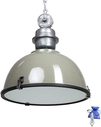 Hängeleuchte Grün/Grau im Vintage Fabrik-Lampen Industrial Design E27