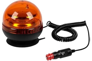 OROK - Gyroflash, gyrophare orange - Gyrophare magnétique bi-voltage - 12/24V LED - Branchement par prise allume cigare - Cabochon en polycarbonate antichoc - Fixation magnétique par ventouse