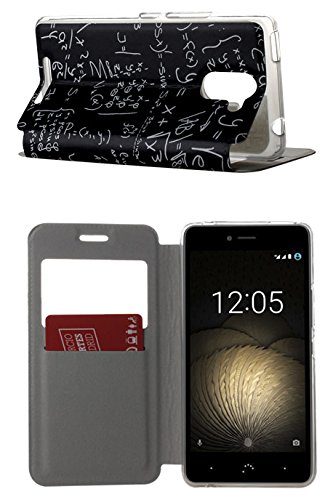 German Tech Funda libro para Bq Aquaris U PLus - Carcasa Ventana S-View con Funci  n Soporte y Solapa  Dise  o F  rmulas Matem  ticas