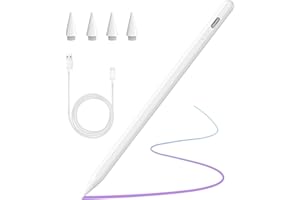 Penna Compatibile con Apple iPad 2018-2025,Ricarica Rapida,Rifiuto del Palmo,Palm Rejection,Stylus Pencil per ipad 11 A16/10/9/8/7/6,Pro 11/12.9,Air 3/4/5/M2/M3,Mini 5/6-Bianco