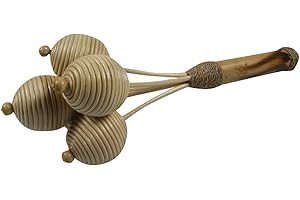 GURU SHOP Guru-Shop Strumento Musicale in Legno, Percussioni Musicali Strumento Sonoro Ritmico a Percussione, Fatto a Mano - Sonaglio a Mano 6, Marrone, 28x8x8 cm, Strumenti Musicali