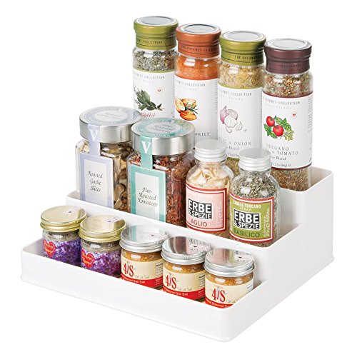 InterDesign 90350EU RealWood 3-stufiger Küchenschrank-Organizer für Gewürze, Kondimente – Holz Plastik 23,50 x 26,04 x 10,16 cm, Weiß/Helles - 4