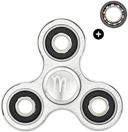 HIZOON Hand Fidget Spinner Sensory Toy (Zodiac Constellation Design) Stress and Anxiety Relief | Great Gift for Kids, Teens and Adults | Aluminum Alloy (Scorpio Silver)