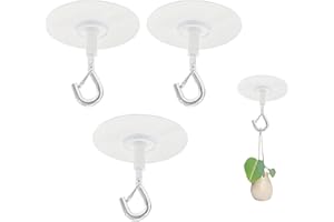 ELNX Lot de 3 crochets de plafond adhésifs très résistants pour suspendre des plantes, des mangeoires à oiseaux, des carillons éoliens, des lanternes, des jardinières, une décoration extérieure