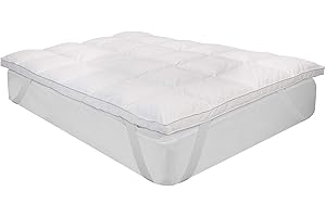 PIKOLIN HOME What the Sleep – Topper Materasso 200x200 cm Piumine 100% - 5 cm Altezza - Ultra Morbido, Traspirante, Imbottito - Coprimaterasso Comfort Hotel - Marca Europea
