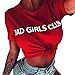 Produktbild T-Shirt,Honestyi 2018 Neueste Modell Frühling-Sommer Damen Oberteile 'Bad Girls Club' Word-Drucken Lose Blusen O-Asschnitt T-Shirt Westen Pullover Tops Streetwear (L, Rot)
