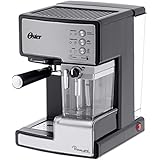 Oster Prima Latte - Cafetera espreso con tratamiento de leche, 15 bares de potencia (Plata)