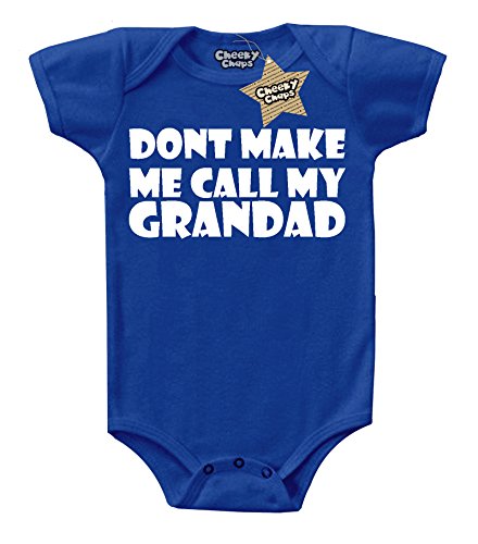 Don't Make Me Call My Grandad Print Royal Blue & White 0 - 3 Months
