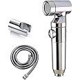 ZAP Ultra ZX1034 Health Faucet Handheld Toilet Jet Spray with 1.5 m Stainless Steel Tube and Wall Hook-Chrome Finish Bidet with Hose and Holder/Clutch Set (Chrome)