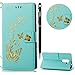 Produktbild Huawei Honor 6X Hülle,WIWJ Wallet Case Heißprägen Prägung Schmetterlinge Ledertasche Flip Schutzhülle Lederhülle Folio Hüllen Schale Schutzhüllen für Huawei Honor 6X/Huawei GR5 2017-Grasgrün