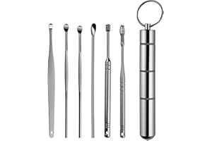 TRLREQ Earplugs and Wax Tool Set, with an Ear Pick Storage Bucket Easy to Use 6-Piece Professional Ear Cleaning Tool Set for Adults Men Women(Grey)