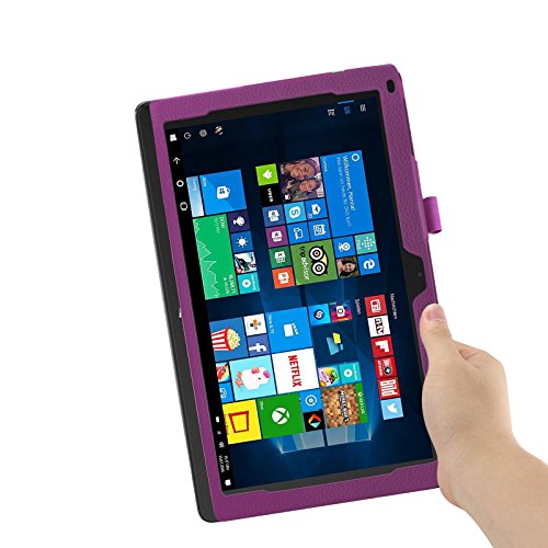 TrekStor SurfTab twin 11.6 Hülle Case -Infiland Slim Fit Folio PU-lederne dünne Kunstleder Schutzhülle Cover Tasche für TrekStor SurfTab twin 11.6 Volks-Tablet, 29,5 cm (11.6 Zoll 2in1 Tablet-PC) (mit Auto Schlaf / Wach Funktion,Tablet und Tastatur sind nicht entgehaltet) (Lila) - 8