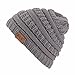 Produktbild TUDUZ Junge Mädchen Warme Häkeln Winter Wolle Stricken Ski Beanie Skull Slouchy Mütze Kinder Caps Hut (Grau)