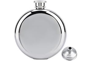 Hominas Petacas De Alcohol Redondo, 150 Ml Frasco De Cadera Botellas Pequeñas De Alcohol Mujer De Acero Inox con Embudo Portátil para Almacenar Vino Alcohol, Whisky