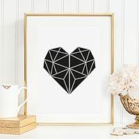 Kunstdruck, Sprüche Poster: Geometrisches Herz | Hochwertiges und festes Premiumpapier | Ohne Rahmen