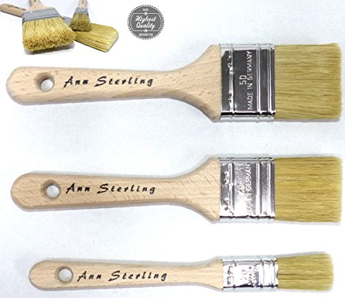 3tlg. Pinselset für Kreidefarbe von Ann Sterling in Profi Qualität 3 Stück Flachpinsel für Shabby Chic Farbe