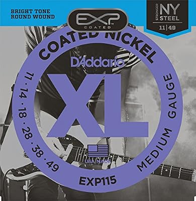 D'Addario Cordes pour guitare électrique avec revêtement D'Addario EXP115, Medium/Blues/Jazz, 11-49