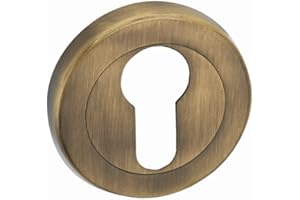 AZERODESIGN Bocallave roseta 53mm de diámetro, para puertas madera interior cerraduras y cilindros euro perfil embellecedor desmontaje rosca, montaje con tornillo de madera (BRONCE)
