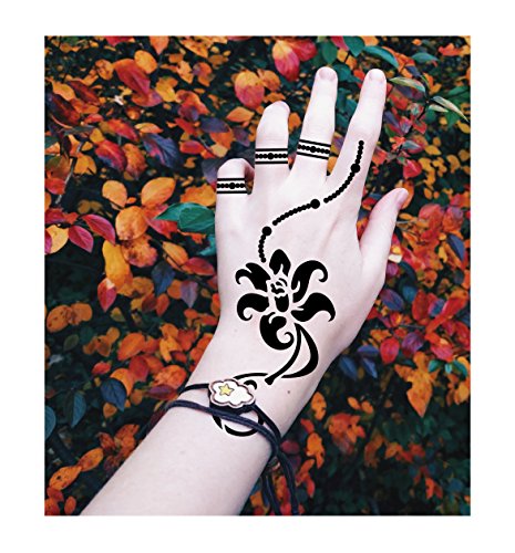 Henna Tattoo Schablone Vorlage 10 Sheet + 2 Henna Golecha Kegel Farbe schwarz Neela 10 Henna Bemalung - 5