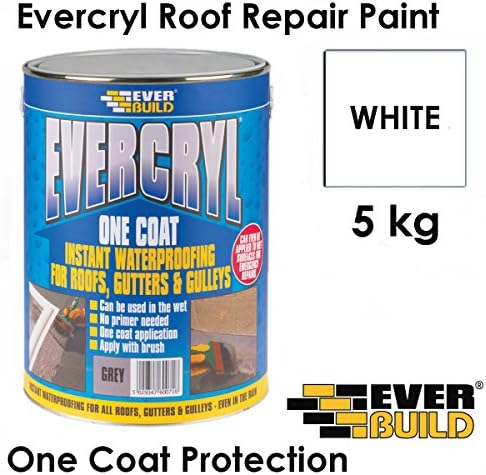 Evercryl | Roof Repair | Waterproofing Roof Repair | One Coat | 4 Colours | By Everbuild | White 5 kg