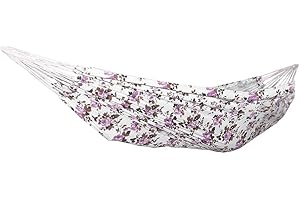 DRULINE 200 cm x 145 cm Hängematte Hängeliege Hängesitz Hängesessel Hängeschaukel Belastbarkeit bis 150kg Reise Hängestuhl Garten Outdoor Hängesitz Blumen Lila