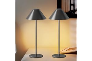 FUNTAPHANTA 2 Pack Rechargeable Cordless Table Lamp, IP54 Waterproof, Stepless Adjustable 1-100% Brightness, 240LM Dimmable Battery Operated Lamp, 4000mAh Certified Battery, 3000K Portable Lamp (Black)