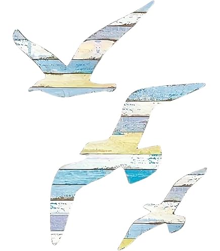 Décoration Murale Mouette En Bois - 3 Pièces Tailles Différentes - Thème Maritime, Côtier - Pour Salon, Restaurant, Café