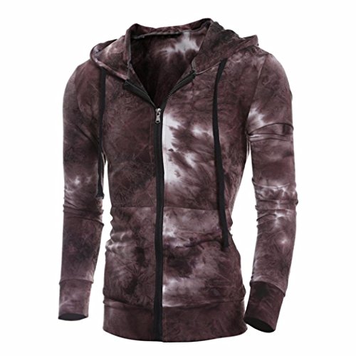 Preisvergleich Produktbild Kapuzenpullover Sannysis Herren Pullover Sweatshirt Langarm Reißverschluss Mit Kapuze Tops Bluse (Kaffee, L2)