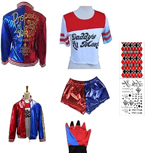 SUPETE Kids Girls Coat Shorts Tops Set Halloween Costume T-shirt Jacket Shorts Kids Sizes Cosplay Clothes For Childrens (Red / Blue Embroidered, XL=140CM(10-12Years))