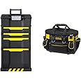 Stanley Rolling Workshop Toolbox, Detachable Toolbox, 1-79-206 & FATMAX Round Top Rigid Tool Bag, Multifunctional Tool Storage Organiser, FMST1-70749