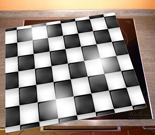 Wallario Herdabdeckplatte / Spitzschutz aus Glas, 1-teilig, 60x52cm, für Ceran- und Induktionsherde, Schachbrett Muster - 2