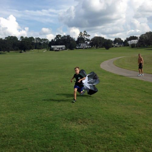 40 Speed Running Power Chute Speed Training Resistance Exercise Parachute Black by ODSG