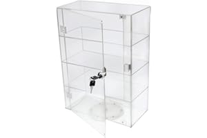 PC3721 @ 1 Vetrina acrilica trasparente lucida con sportello anteriore e lucchetto di sicurezza (420 x 300 x 153 mm)
