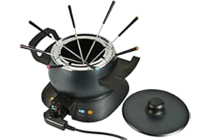 BOURGINI Fondue, Acero Inoxidable, Negro y Plata, Mediano