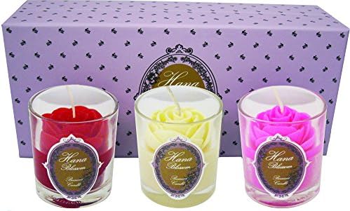 Hana Blossom 3 Handmade Fair Trade Scented Rose Votive Beeswax Candle Gift Box Set