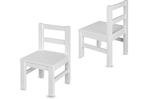 Staboos 2er Set Kinderstuhl aus massivem Buchenholz - Bio geölte Vollholz Stühlchen - Montierter Stuhl für Kinderzimmer - Stuhl für Kinder ohne scharfe Kante - weiß lackiert