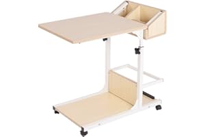 SogesHome Stolik pod komputer, z regulacją wysokości, stolik pomocniczy, stolik do pielęgnacji na kółkach, z półką, skrzynka do przechowywania w domu