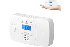 HEIMAN Detector de monóxido de Carbono con Pantalla LCD, Certificado EN 50291, duración de la batería, 10 años de duración del Sensor, botón de Prueba (1lcd)