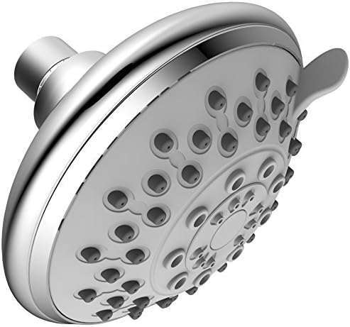 Xogolo 5-Inch SPA Shower Head High Pressure - 6 Fuctions including 5 Sprays + Water-Saving,Polished Chrome Finished, 2.5GPM, Coming with Self-Cleaning Silicon Nozzles, Adjustable Brass Ball Joint by XOGOLO