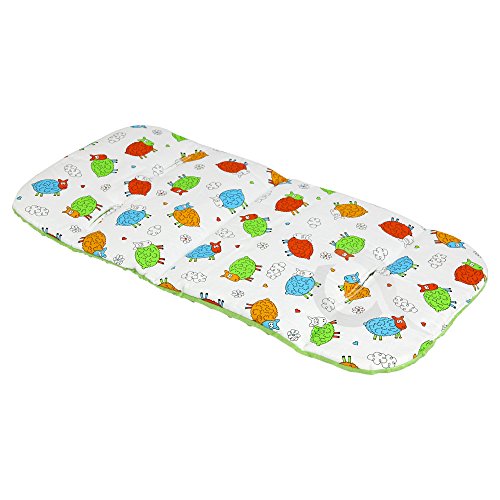 REVERSIBLE cotton & minky Pram INSERT, LINER covers Universal (sheep/green)