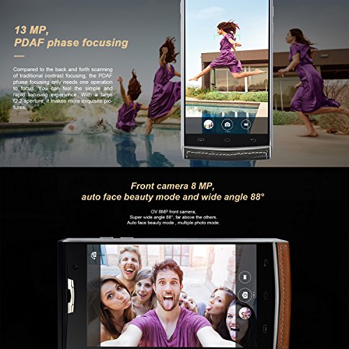 Smartphone Dual SIM, DOOGEE T3 Android 6.0 Doppio Schermo Cellulari con 5MP + 13 MP Fotocamera Digitale - WCDMA 3G 4G / LTE FDD 3200 mAh Telefono - 3GB di RAM + 32GB ROM - Nero