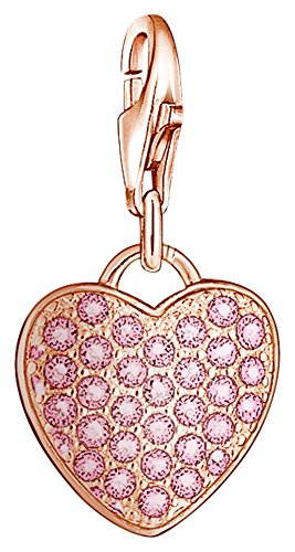 Thomas Sabo Damen-Charm Anhänger Herz 925 Sterling Silber rosegold pink