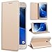 Produktbild SMART LEGEND Lederhülle für Samsung Galaxy J5 2016 Ledertasche Hülle Gold Schutzhülle Premium PU Leder Flip Case Protective Cover Innere Transparent Weiche Silikon Bookcase Handy Tasche Schale mit Magnet Standfunktion Etui