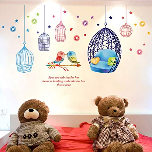 Preisvergleich Produktbild YSFU Wandsticker Wandaufkleber Cartoon Cage DIY Abnehmbare Wandkunst Wandbild Kinderzimmer Schlafzimmer Home Interior Decoration