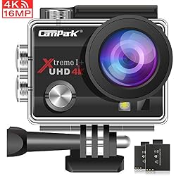 Campark ACT74 Cámara Deportiva 4k WiFi 16MP Impermeable Camara Acuatica Agua de 30M Videocámara con Accesorios Multiples