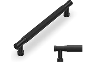 Amerdeco 10 Pack 6.3 Inch(160mm) Matte Black Cabinet Pulls Knurled Kitchen Cabinet Handles, Cabinet Pulls Kitchen Cabinet Hardware for Cupboard Drawer Pulls AM028