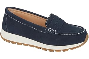 JO & JOE Women's Genuine Suede Loafer Cushioned Chunky Sole Slip-On Shoes