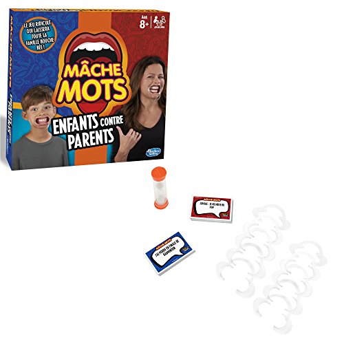 51WpQSqX eL Hasbro Mâche-Mots Enfants Contre Parents, Jeu de Société Drôle et Rapide, Jeu d'Ambiance et de Soirée pour Toute la Famille, dès 8 Ans, Version Française