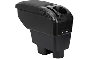 ZENVI Armrests Compatible with Skoda Fabia Armrest Mk2 2008-2014 Center Console Organizer Box Double Layer Storage Style Usable for Elbow Support （Black Style）